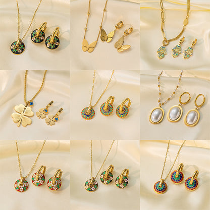 Stainless Steel Necklace Earrings Women's Jewelry Suit dbccd6ef 512e 45f7 88a5 b404f5b03163