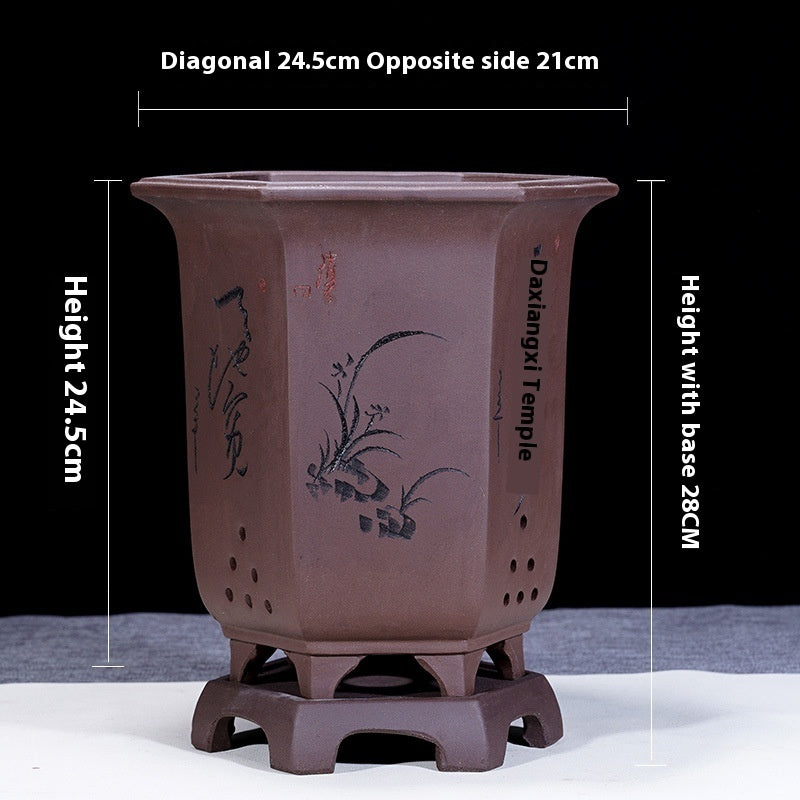 Fine Zisha Flowerpot Hand-carved Hexagonal dbe48109 5f08 43b6 a694 6be5b873e7d9 trans