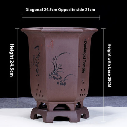 Fine Zisha Flowerpot Hand-carved Hexagonal dbe48109 5f08 43b6 a694 6be5b873e7d9 trans