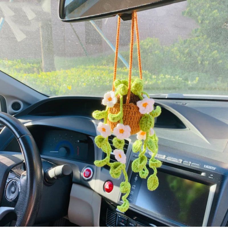 Handmade Knitted Flower Car Accessories Rearview Mirror dbe4ce7b c360 4588 a652 e25371e918a9