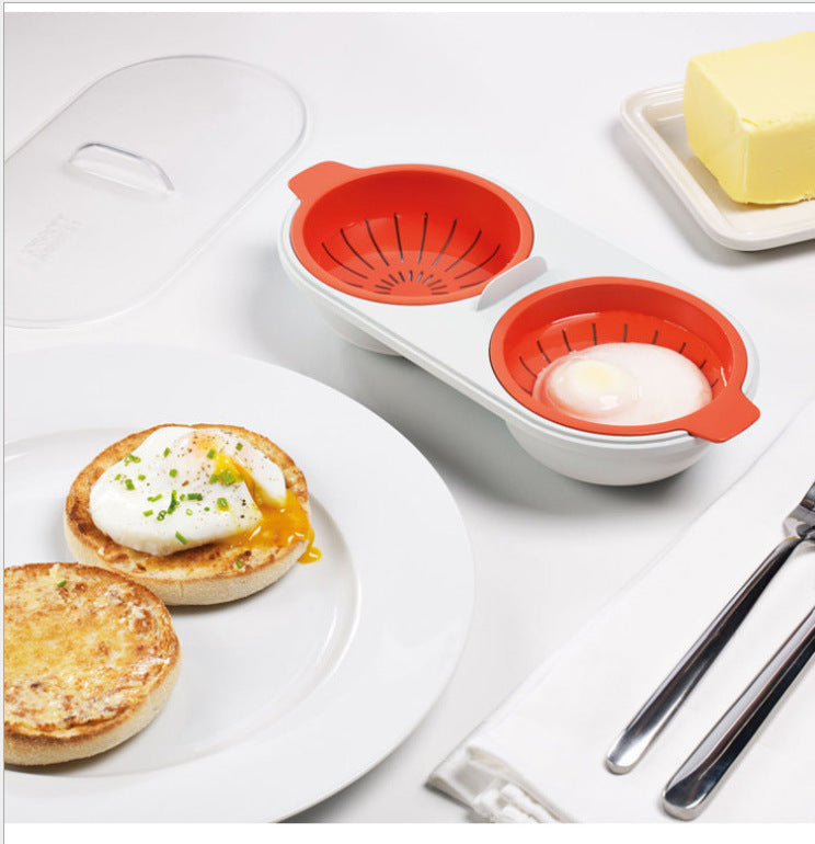 Microwave Egg Poacher Food Grade Cookware Double Cup Egg Boiler Kitchen Steamed Egg Set Microwave Ovens Cooking Tools dbe9a49