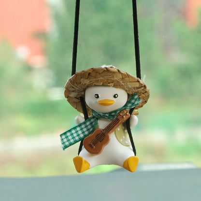 Car Pendant Cute Anime Little Duck Swing Auto Rearview Mirror Hanging Ornaments Interior Decoraction Accessories For Girls Gi