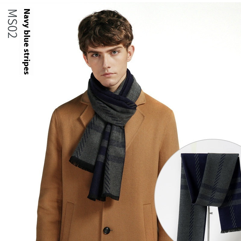 Simple Plaid Warm Keeping Artificial Cashmere Scarf dc003a73 c7ba 49af 89c6 c5dff44655dd trans