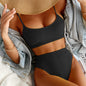 High Waist Bikini Swimwear Women Swimsuit New Push Up Biquini Ribbed Bathing Suit Women Sexy High Cut Bikinis Set dc0f74bd 19