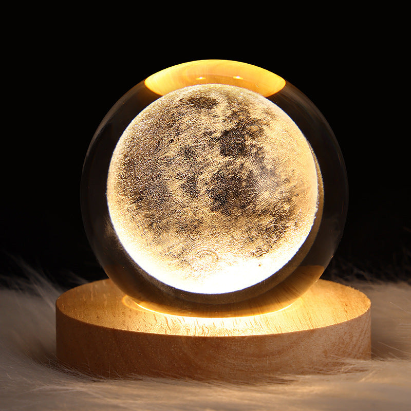 Luminous Starry Sky And Planets Moon Moon Crystal Ball Small Night Lamp Projection Ambience Light Creative Gift New Strange G