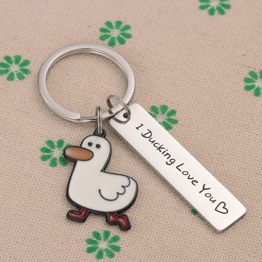 Funny Lover Gift Ducking Love You Cute Duck Pun Keychain Couples Jewelry Valentines Day Gift For Boyfriend Girlfriend dc1819a