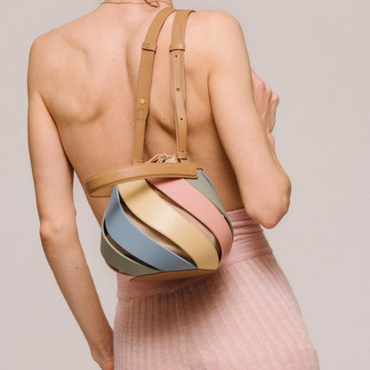Cylindrical Contrast Color Portable Messenger Diamond Quilted Stitching Bucket Bag dc39ce1f 3ddd 45e6 85c3 4dc097e96534