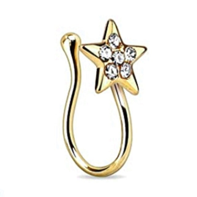 Personalized U-shaped Fake Nose Ring Amazon Diamond Five-pointed Star Nose Stud European And American Non-piercing Nasal Spli