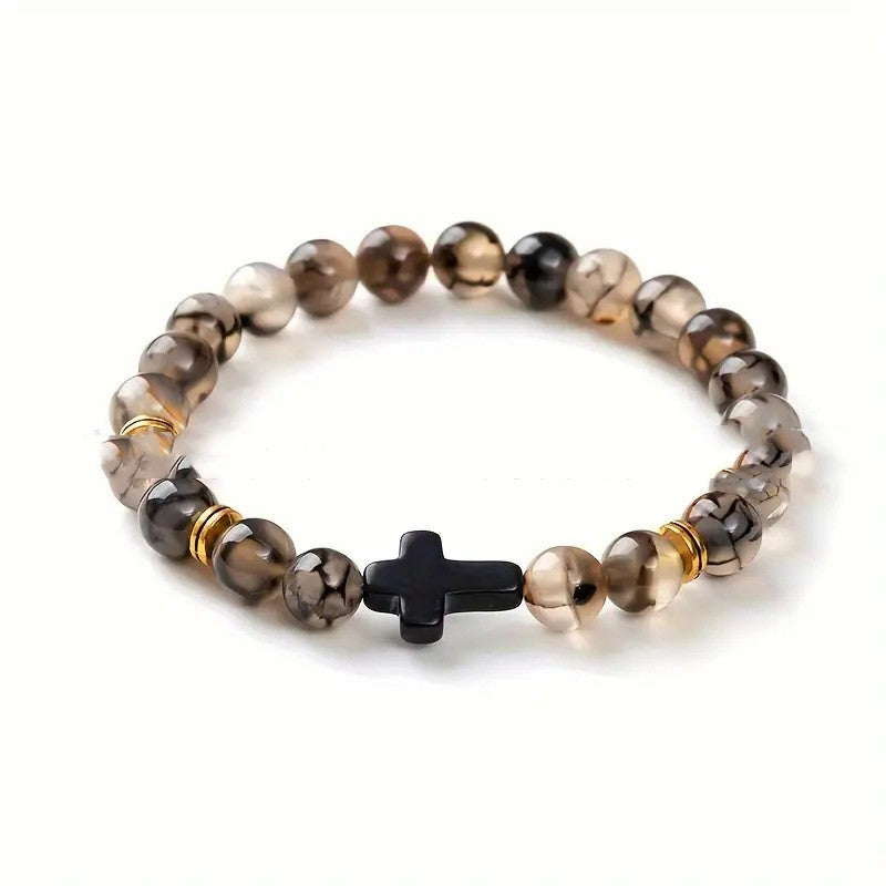 Bohemian Natural Stone Turquoise Cross Beads Bracelet dc957378 227d 4164 964e 036d27297854