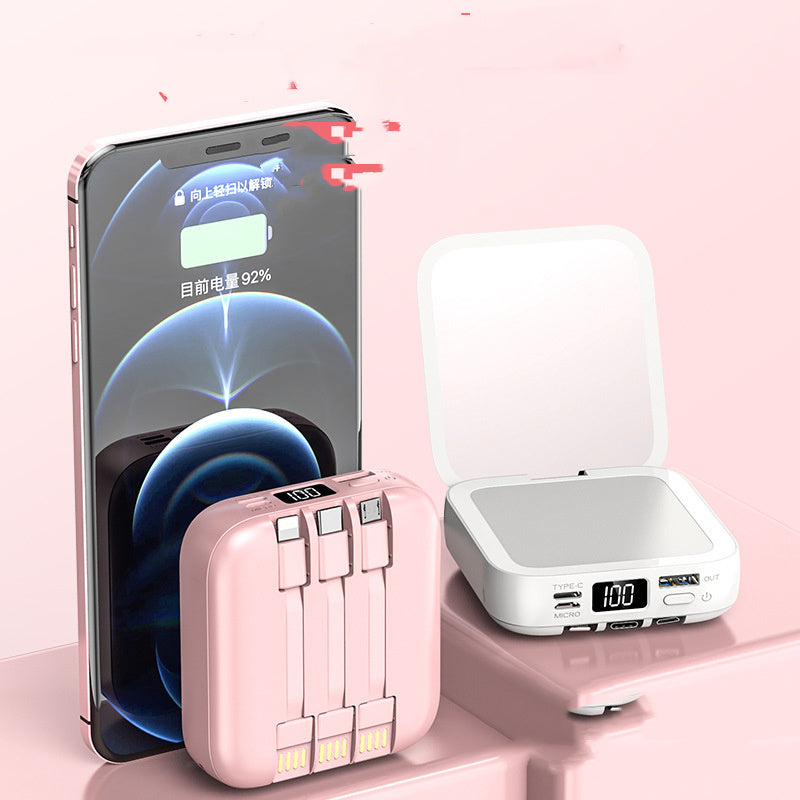 Beauty Mirror Power Bank Comes With Cable Portable Mini - 图片 3