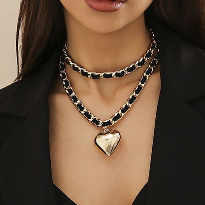 Big Love Double-layer Chains Design Necklace Women Street Punk Style Necklace Fashion Jewelry dcabcd7e 4d08 4bb8 bca9 0fbfc12