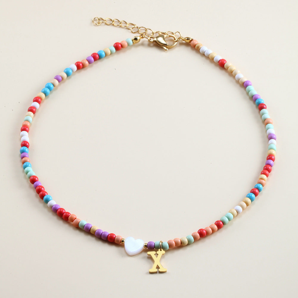 Colorful Beads Initial Choker For Women Stainless Steel Lett dcb1a896 3bfb 45cd 82fe e73a8936ca30
