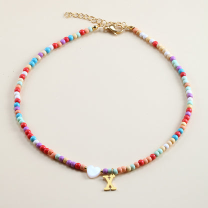 Colorful Beads Initial Choker For Women Stainless Steel Lett dcb1a896 3bfb 45cd 82fe e73a8936ca30