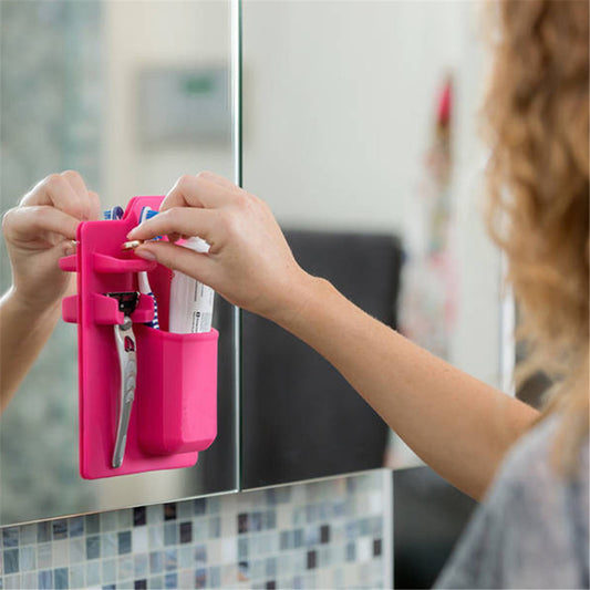 Multi-functional Silicone Toothbrush Holder Mighty Wall Mirror Suction Toothpaste Storage Holder Bathroom Organizer For Showe