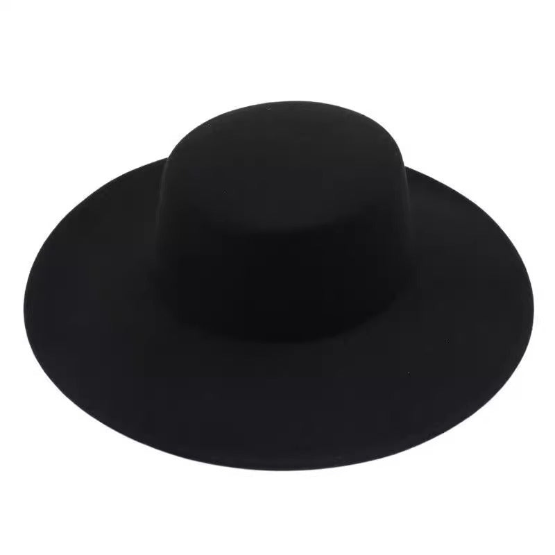 Flat Top Woolen Hat Big Brim Fedora Hat Hepburn Style dcd9ce95 3366 4349 90f6 4ff8d314c6d9