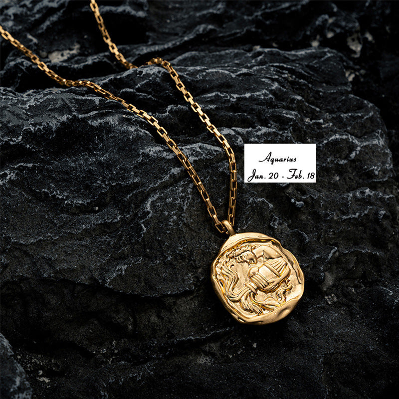 Vacuum Plating 18k Titanium Zodiac Oval Pendant Necklace dce34b99 0629 41e0 8482 a4cae141c533