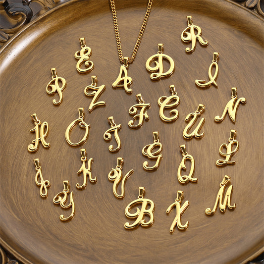 Simple Elegant Necklace Stainless Steel 18K Gold Mini English Letter Pendant dd0d1aa9 c1c1 4fde 99ea 850ead97d8fe