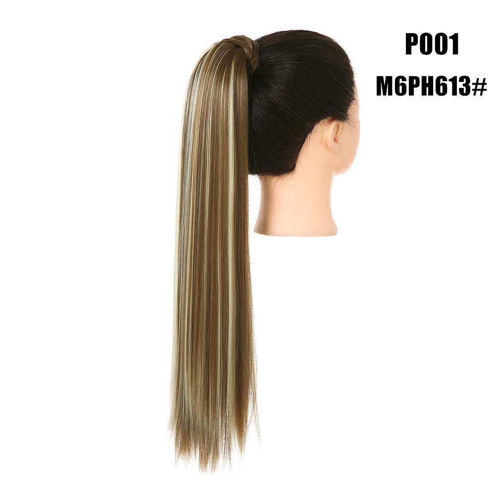Long Straight Hair Ponytail High Temperature Matte Silk Velcro Winding Wig dd192698 7683 4d29 8586 a714dcb6374a