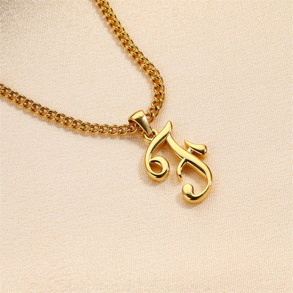 Simple Elegant Necklace Stainless Steel 18K Gold Mini English Letter Pendant dd624248 4e7e 4613 8ca3 e7a2e54d89a9