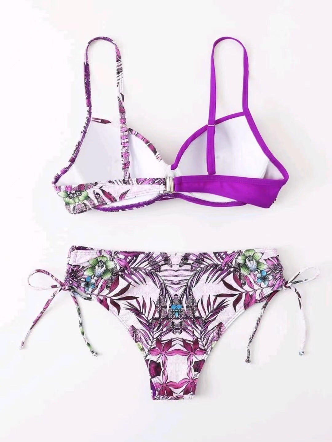 Multicolor Drawstring Backless Push Up Sexy Two-piece Underwire Hard Bag Bikini Women