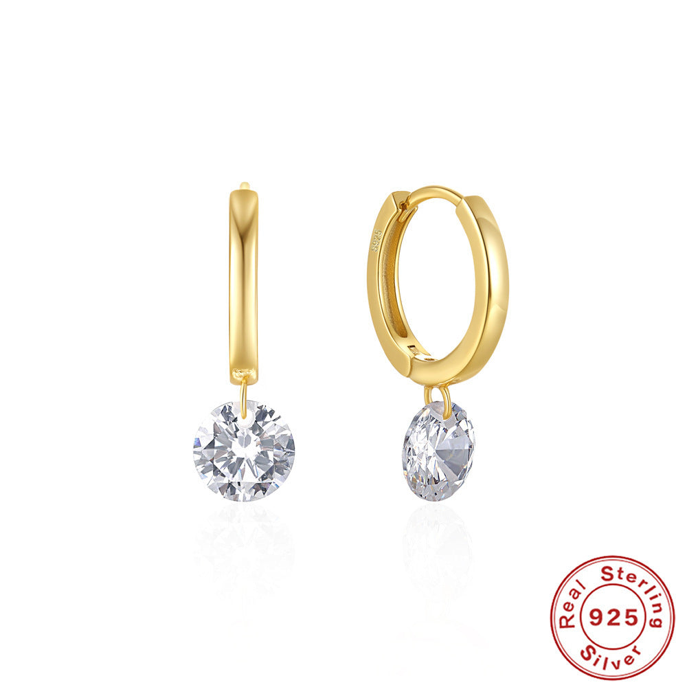 S925 Sterling Silver Simple Single Rhinestone Earrings Female dd86d642 2c5e 4511 934a c239ea58a61b