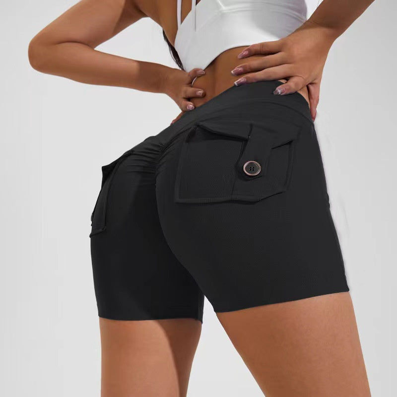High Waist Hip Lifting Shorts With Pockets Quick Dry Yoga Fitness Sports Pants Summer Women Clothes dd9a06b2 1093 4eb5 a6eb d