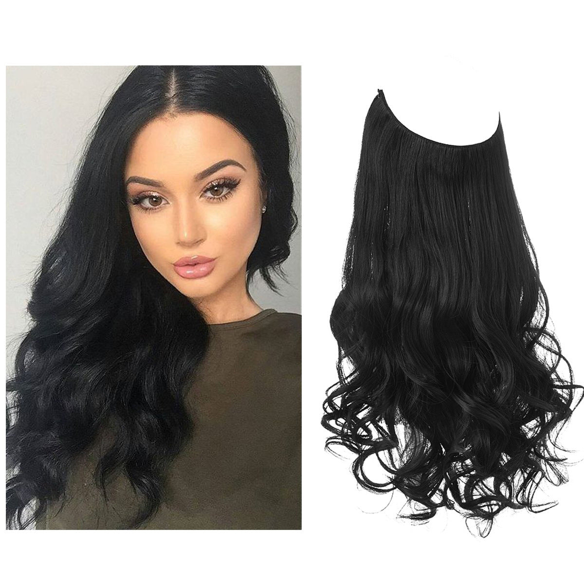 Wig Female Extension Chemical Fiber Long Curly Hair Matte High-temperature Fiber Fishing Thread Wig Set ddae612f 9eec 4633 a8