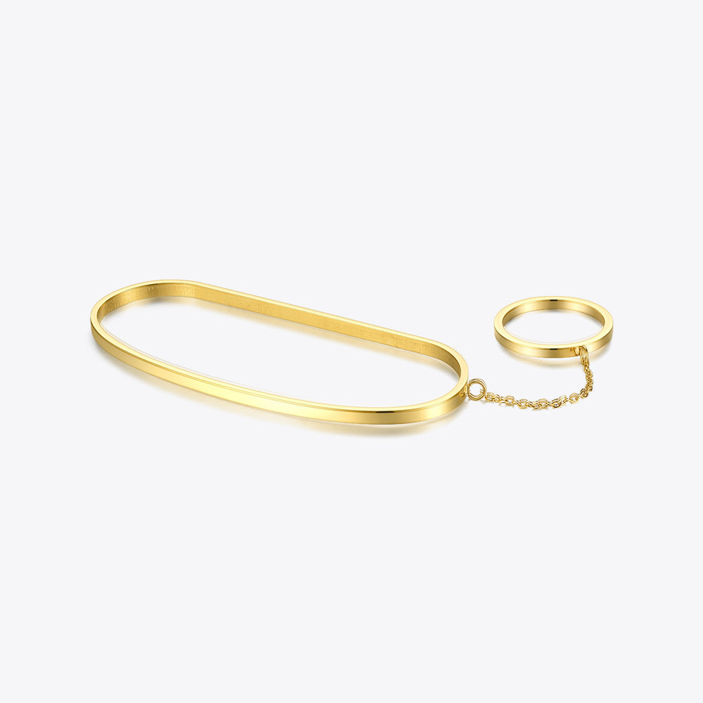 High Quality 18K Gold Plated Titanium Steel Oval Line Bracelet dde750f2 65d8 44ed 8469 a982d6c35846