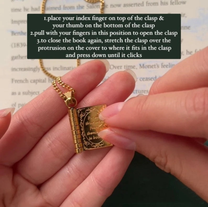 Book Lover Necklace Carved Openable Book Necklace de123d86 55c1 4d75 be68 046e62a44ee8