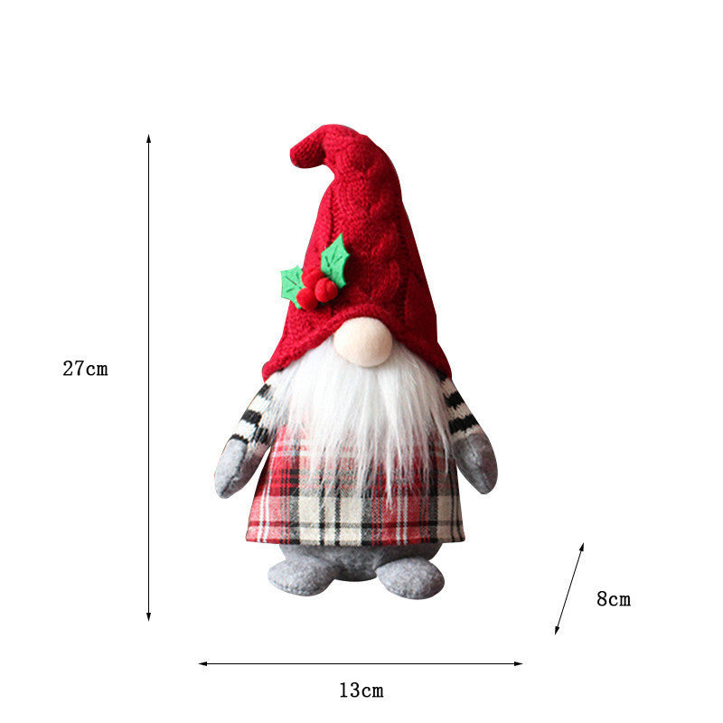 Cute Braids Faceless Plaid Hooded Forest Old Man Doll Home Plush Desktop Decoration de29940e 8d6f 431d 82a4 b1160aace0ca