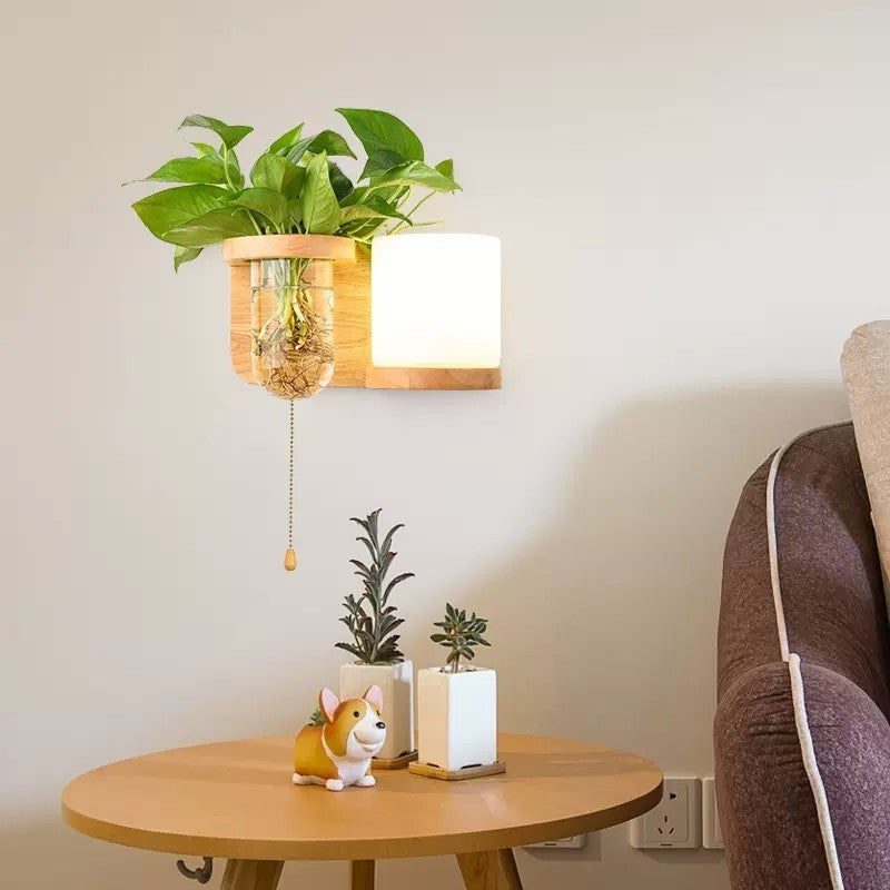 Green Plant Solid Wood Corridor Decoration Bedroom Bed Creative Wall Lamp de5c805b 7373 48ee 9c56 7ed8639ea22e
