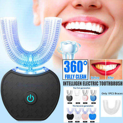 360 Degrees Intelligent Automatic Electric  Toothbrush Waterproof U Type Tooth Brush Whitening Blue Light USB Charging - HD Wireless Product #1