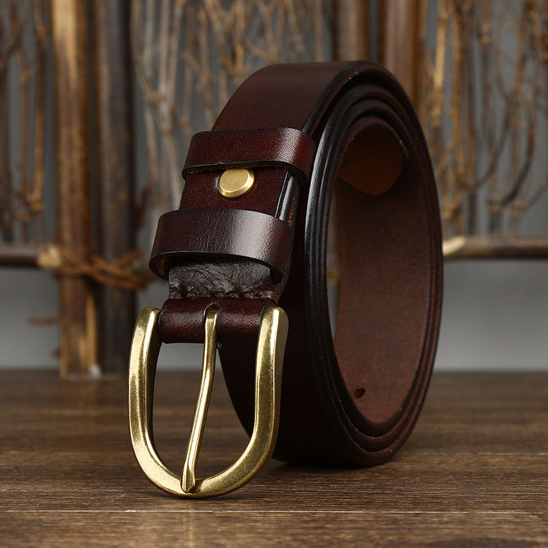 3.3CM Wide Copper Buckle Trendy Fashion Retro Belt Men - HD Wireless Product #1