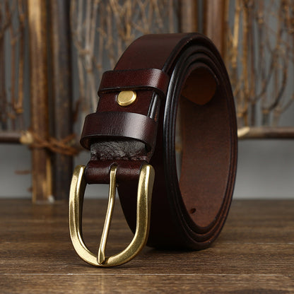 3.3CM Wide Copper Buckle Trendy Fashion Retro Belt Men - HD Wireless Product #1