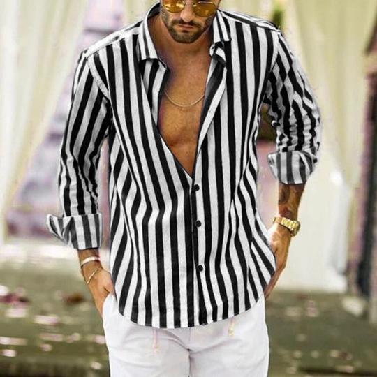Striped Long-sleeved Casual Men's Shirt de833a8b 58e4 4cab 9342 d8694d3799fc