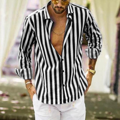 Striped Long-sleeved Casual Men's Shirt de833a8b 58e4 4cab 9342 d8694d3799fc