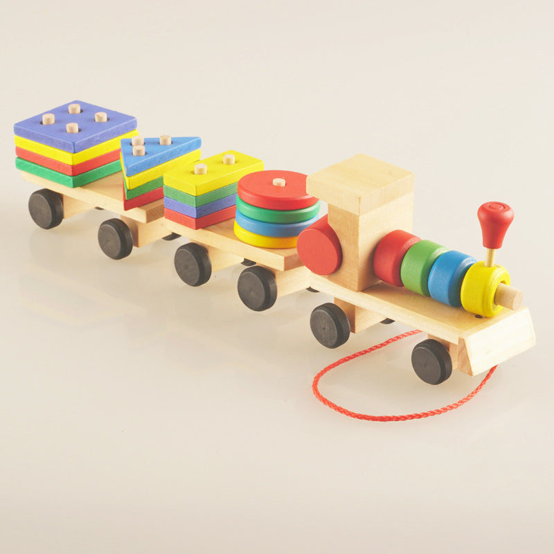 Wooden Train Three-section Tractor Toy Children's Intelligence Puzzle Toys Educational Toys de8bfded 9942 4b3d 9188 97da46b9b