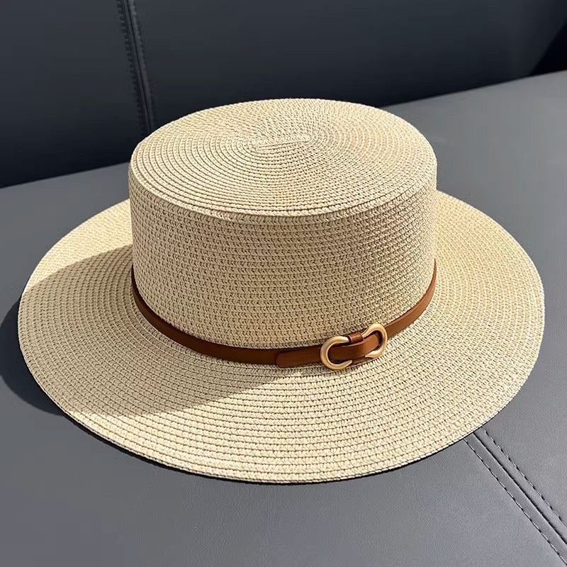 Flat Straw Hat Women's Summer Seaside UV Protection de90d3a3 3be2 4d0a 94b8 01649a062884