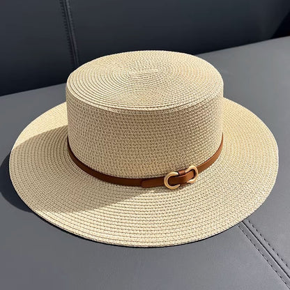 Flat Straw Hat Women's Summer Seaside UV Protection de90d3a3 3be2 4d0a 94b8 01649a062884