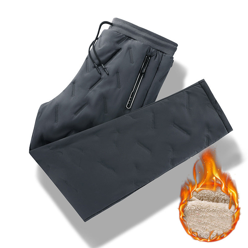 Men's Trousers Winter Velvet Thickening Loose Fleece Pants With Zip Pocket Large Size Windproof Warm Jogging Pants dec27de6 c