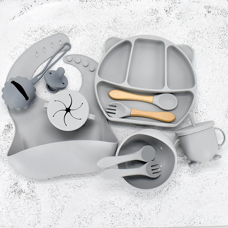 Infant Feeding Tableware Set Divided Grid Silicone Dinner Plate dee2aee7 6d2f 49a8 a5b2 ef8597392f7f