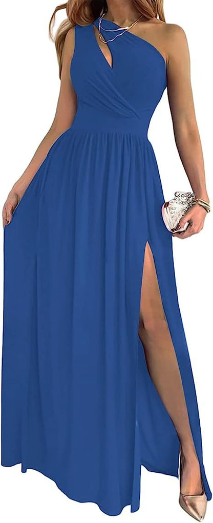 Women's One Shoulder High Split Cutout Sleeveless Elegant Sexy Cocktail Maxi Dress dee2b276 b512 40e4 a1d1 db1bfe7aec7f
