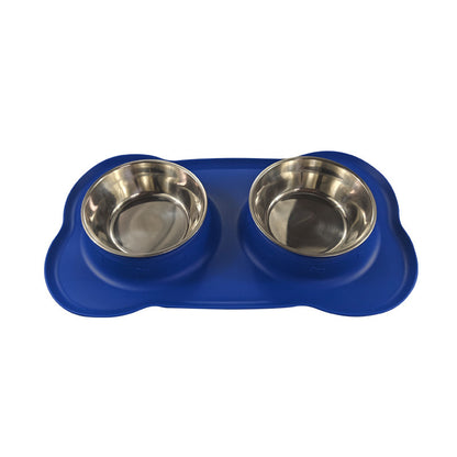 Large Silicone Pet Bowl Double Dog Bowl Stainless Steel dee46c42 b970 4d5f a878 517bbfeb29e6