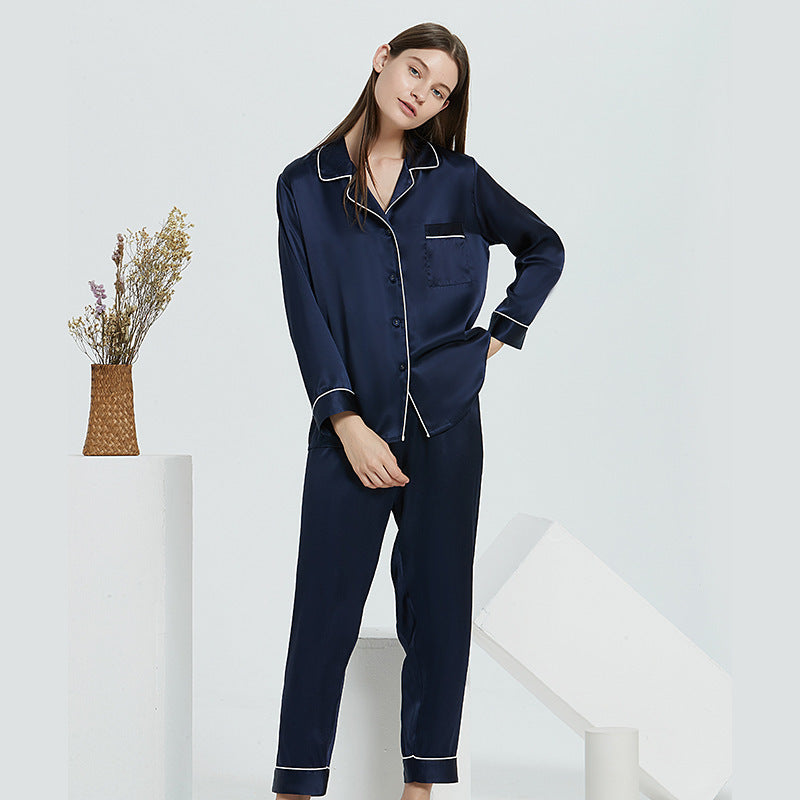 Couple's Silk Pajamas Long-sleeve Suit Silk Homewear df3779cc 2da2 4250 9178 72318cf4a197