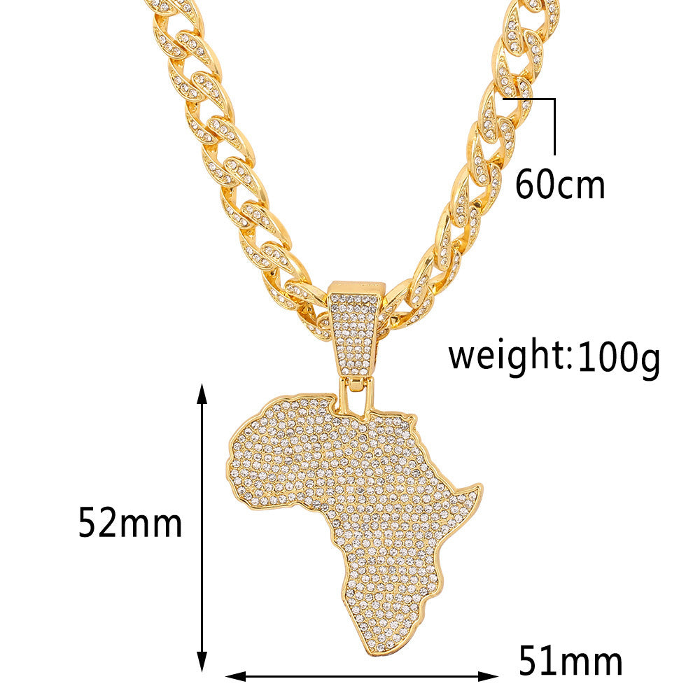 Africa Map Cuba Chain Diamond Personality Fashion Pendant Necklace df4311fa 5573 423f 83bc 8fcf5c472f73