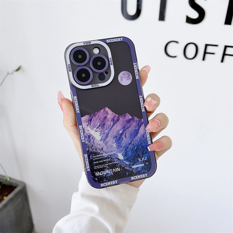 New Dark Purple Apple 14 Phone Case Landscape Mountain Peak df45a6d5 6a09 4612 b278 6d6961904f39