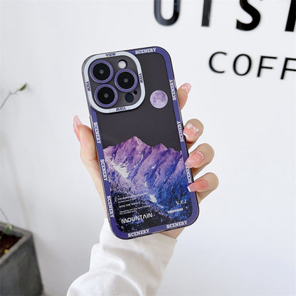 New Dark Purple Apple 14 Phone Case Landscape Mountain Peak df45a6d5 6a09 4612 b278 6d6961904f39