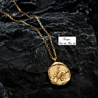 Vacuum Plating 18k Titanium Zodiac Oval Pendant Necklace df5092da 5238 405e a173 8f833b4aa3af