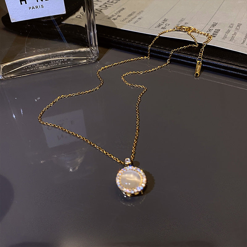 Rotatable Opal Titanium Steel Necklace Female Wild Simple Clavicle Chain df6d9dcf b3ad 4708 9e95 9a81cd7d6b89
