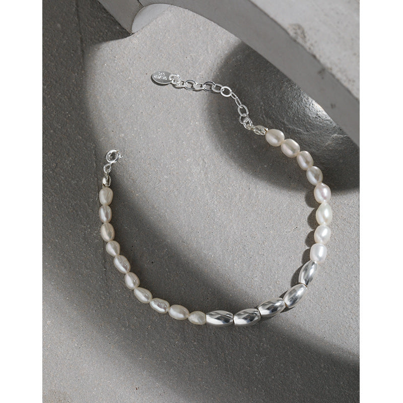 Pearl Rice Spliced S925 Sterling Silver Bracelet Female df6f13e6 49fc 4bb7 9ca5 e91f7f68d2bb